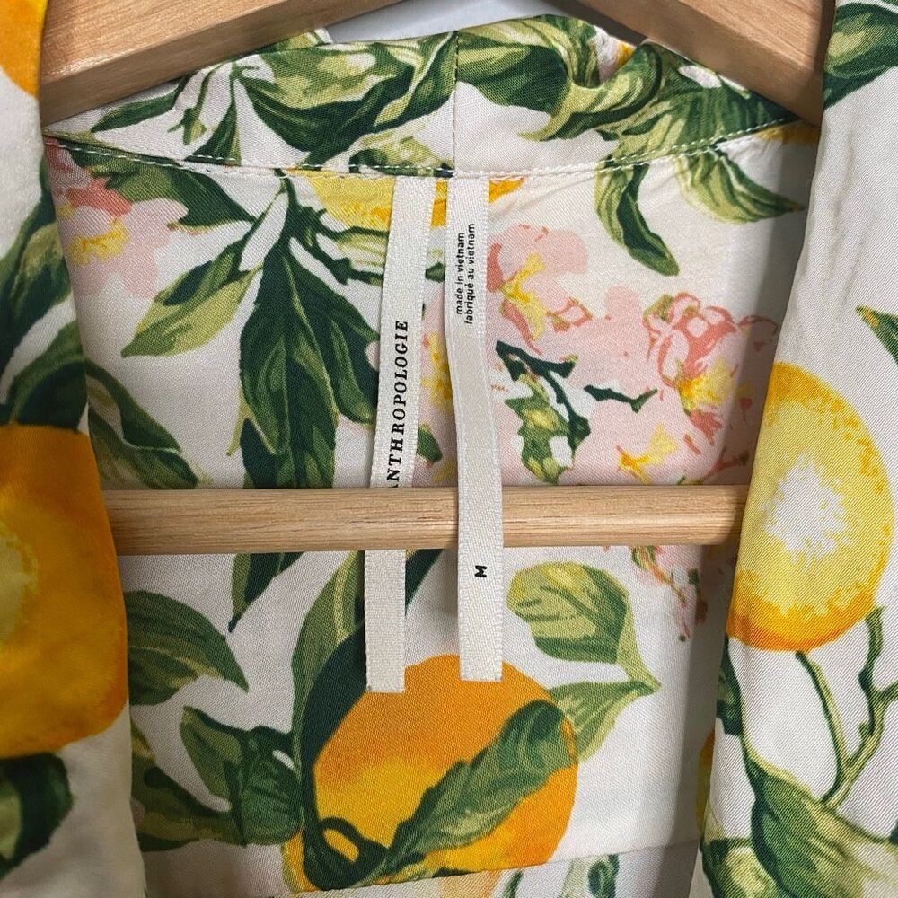 Anthropologie Lemon Print Short Sleeve Pajama Set M - Picture 4 of 7